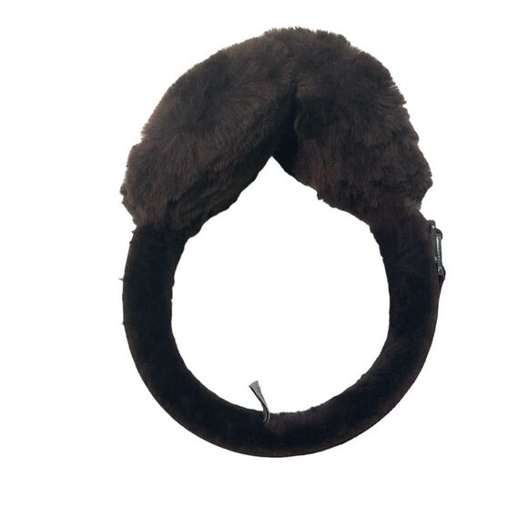 UGG Women’s Brown Genuine Leather Australia Classic Double U Logo Earmuff One Sz - Picture 5 of 11